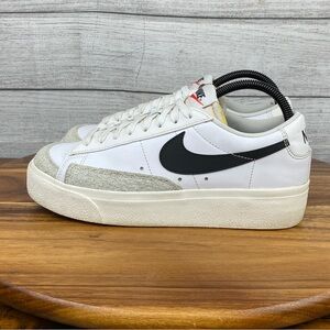 Nike Blazer Low Platform Women's Shoes DJ0292-101 White Black Sneaker Size 8